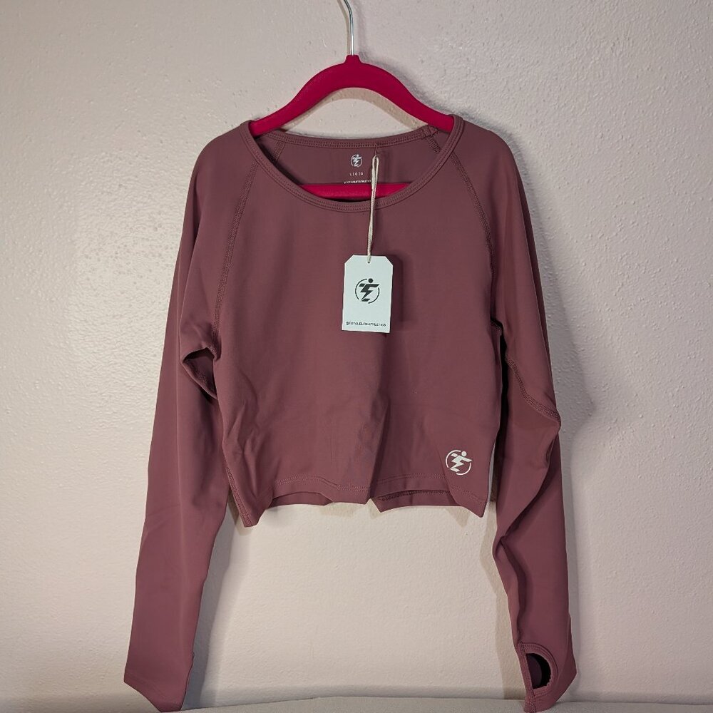 ⭐Fitness Crop Top Women's High Performance Long Sleeve Athletic Shirt Sz Large ⭐ - Picture 2 of 8
